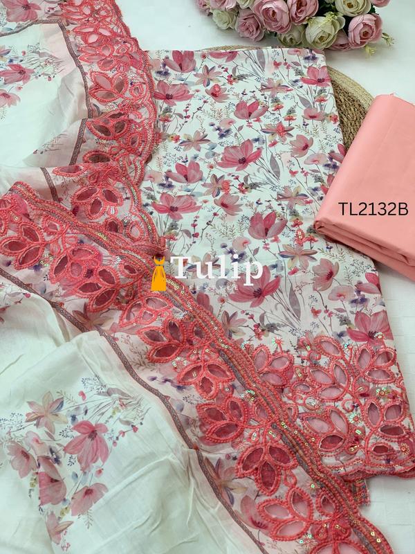 Premium Embroidered Cotton Lawn - TL2132B