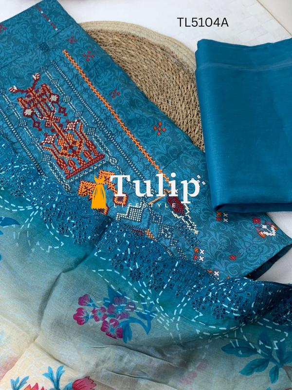 Embroidered Cotton Three Pieces - TL5104A