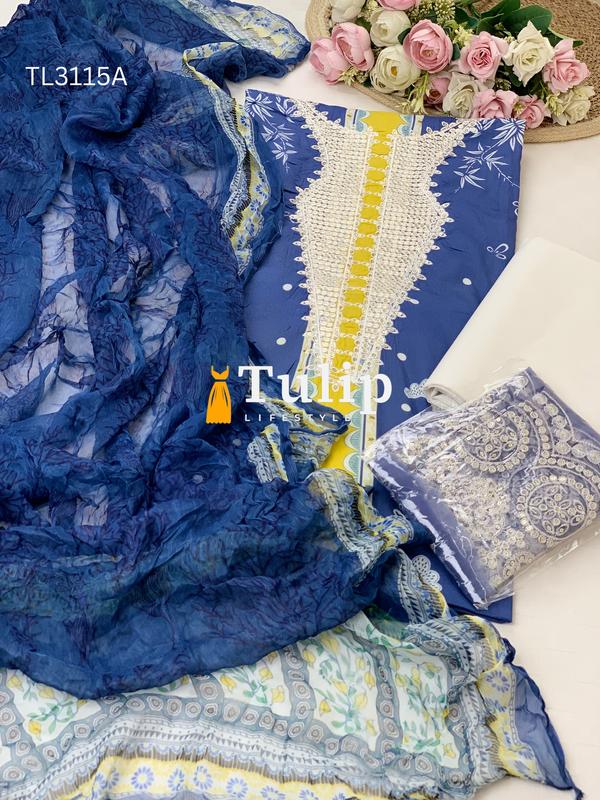 Premium Cotton with Chiffon Dupatta - TL3115A