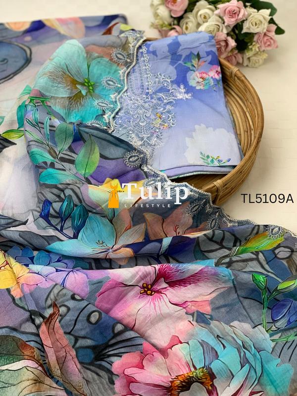 Soft  Embroidered Cotton  Lawn - TL5109A