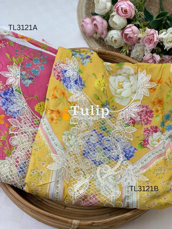 Premium Embroidered  Lawn With Chiffon Dupatta - TL3121
