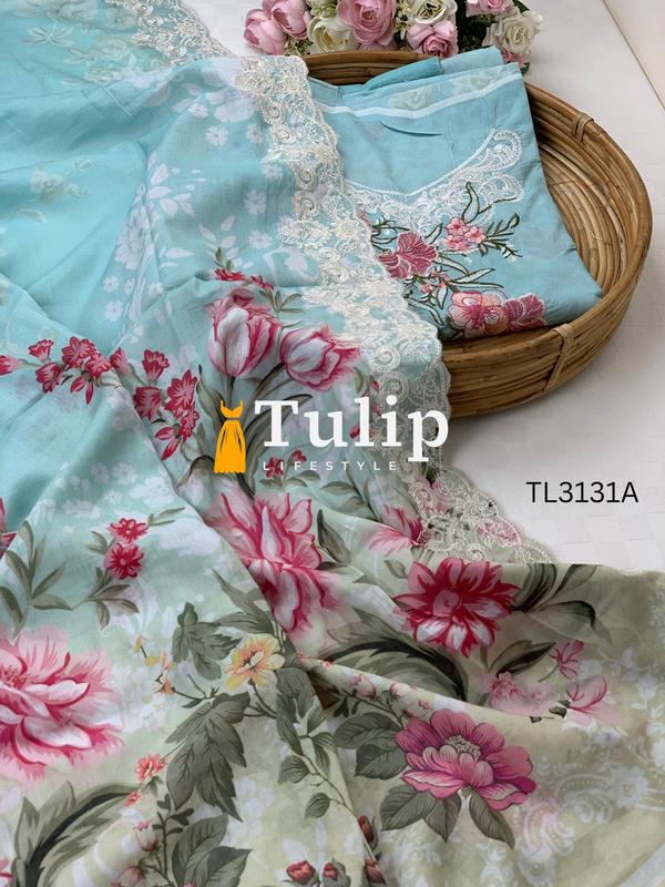 Premium Embroidered Cotton Lawn - TL3131A
