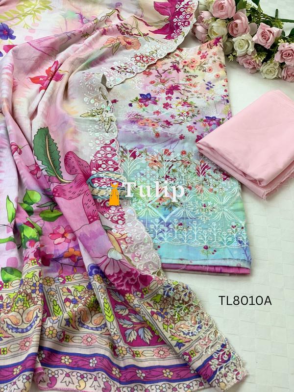 Soft  Embroidered Cotton Lawn - TL8010A