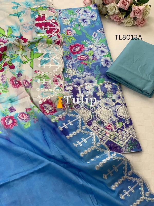 Soft Embroidered Cotton Lawn - TL8013A