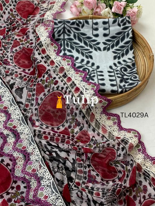 Premium Cotton Lawn with Chiffon Dupatta - TL4029A