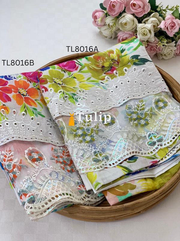 Soft  Embroidered Cotton Lawn - TL8016