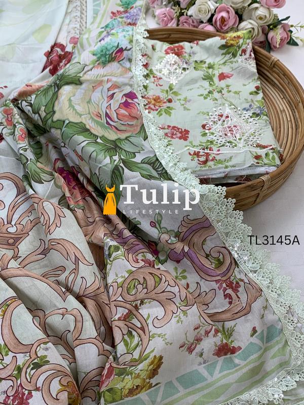Premium Embroidered Cotton Lawn - TL3145A