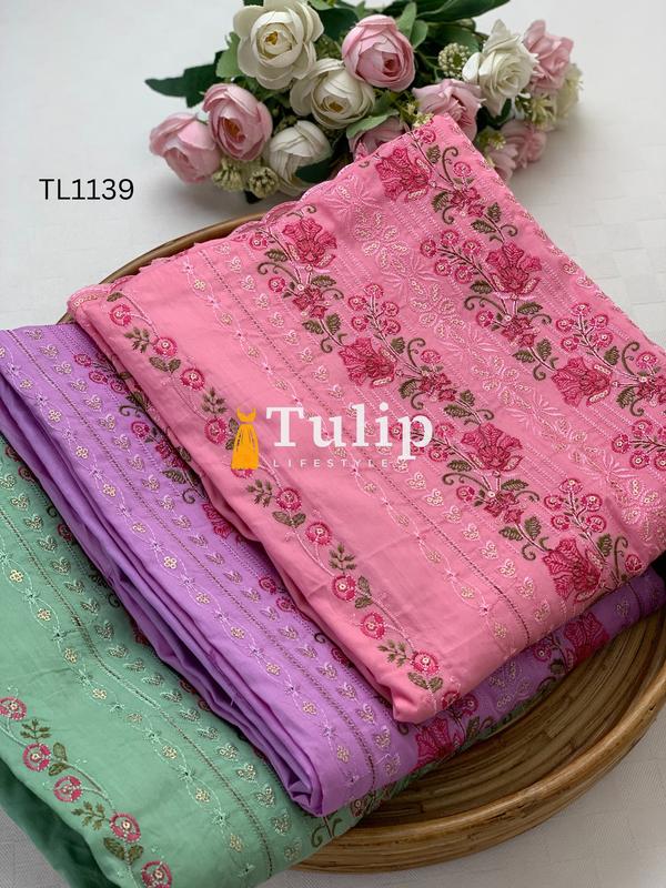Soft  Embroidered Cotton Dresses - TL1139