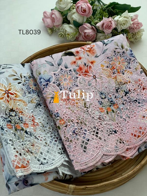 Premium Embroidered Cotton Lawn - TL8039