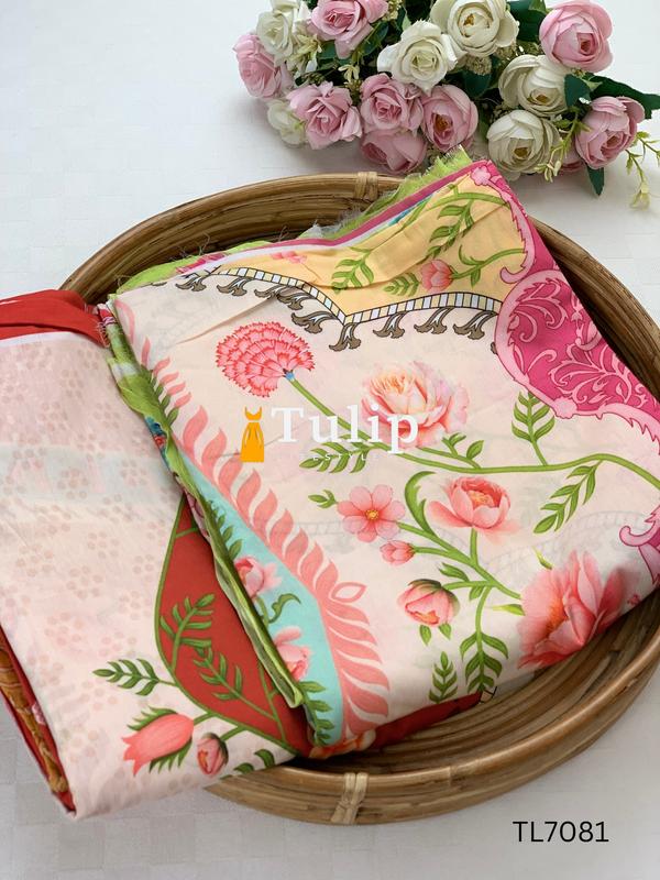 Premium Cotton with Chiffon Dupatta - TL7081