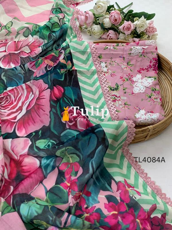 Gorgeous Embroidered Cotton Lawn Dress - TL4084A