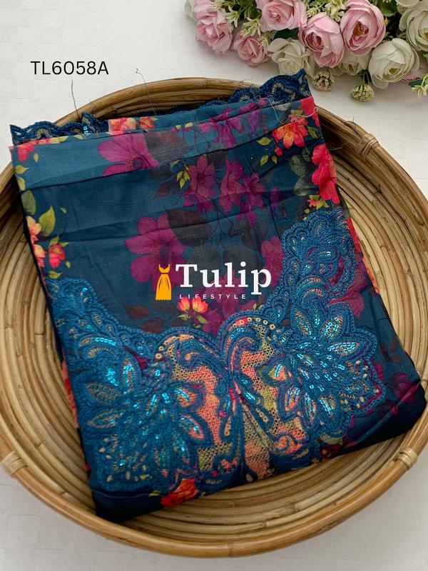 Premium Embroidered Cotton Lawn - TL6058A