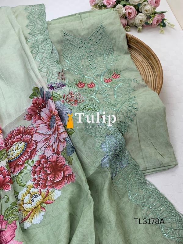 Premium Embroidered Cotton Lawn - TL3178A