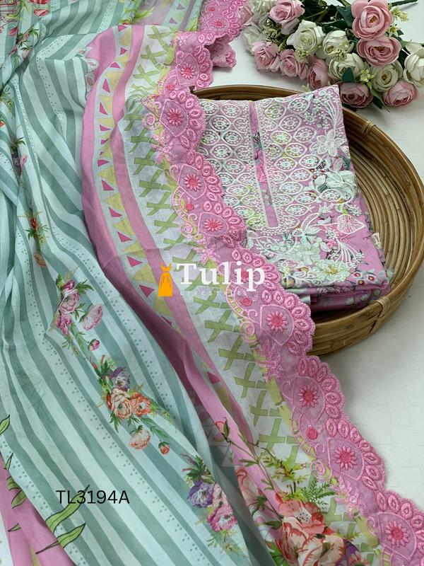 Gorgeous Embroidered Soft Cotton Lawn - TL3194