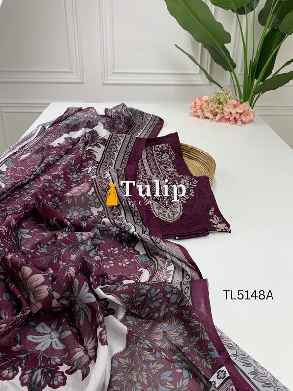 Digital Printed Soft Cotton Lawn Dress - TL5148A