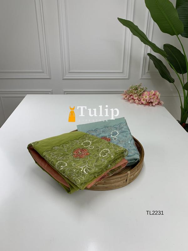 Soft Embroidered Cotton Lawn - TL2231