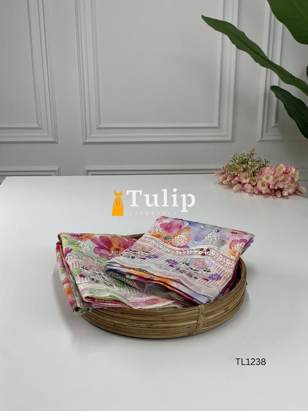 Premium Embroidered Cotton Lawn - TL1238