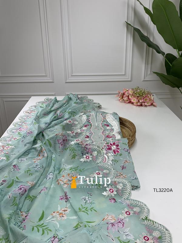 Premium Embroidered Cotton Lawn Dresses - TL3220A