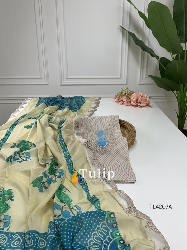 Premium Embroidered Cotton Lawn Dress - TL4207A