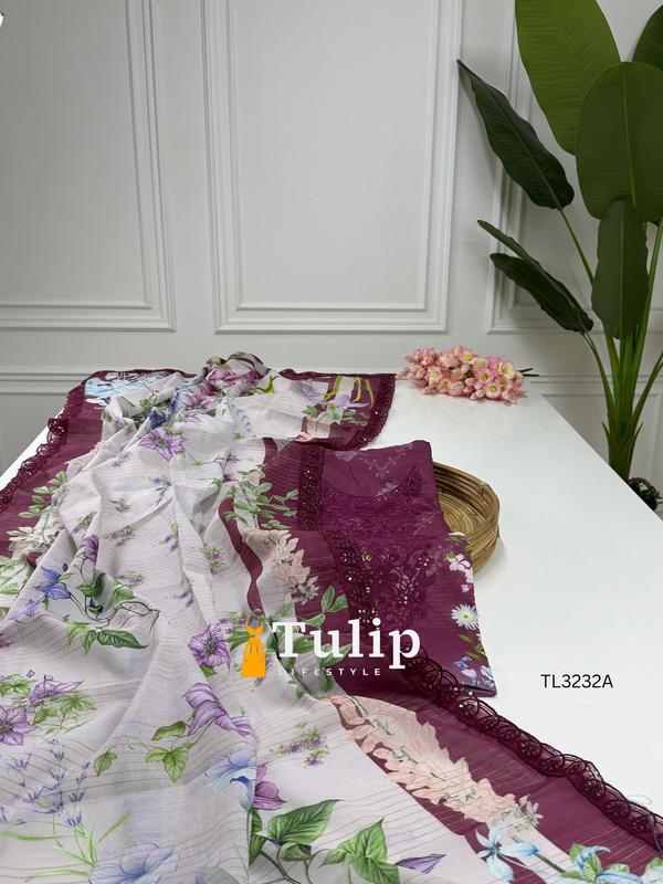 Premium Embroidered Cotton Lawn Dresses - TL3232A