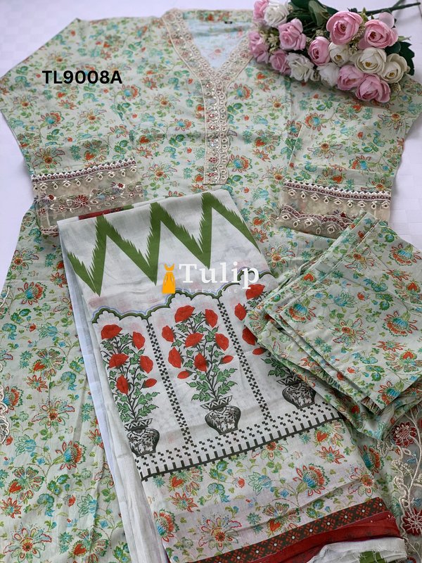 Stitched Cotton Lawn 3 Piece - TL9008A gallery image