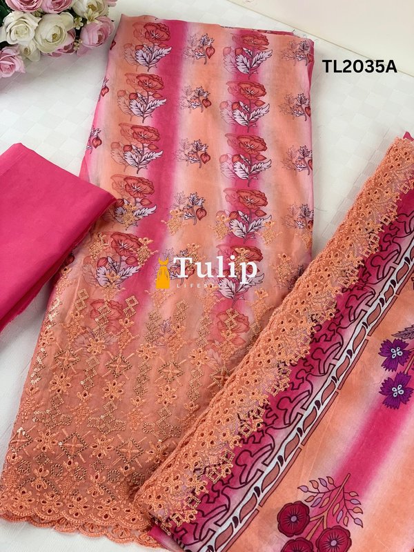 Boring Embroidered Cotton Lawn 3 Pieces - TL2035A gallery image