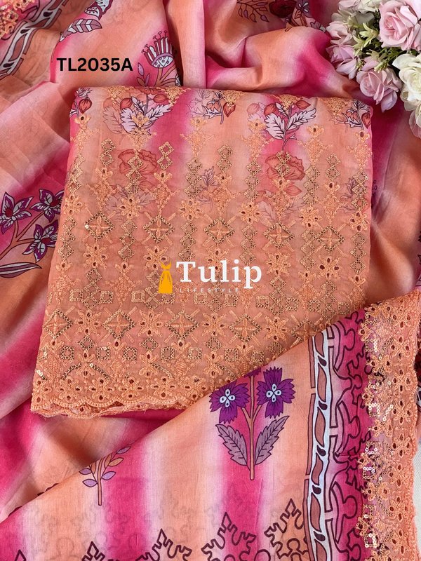 Boring Embroidered Cotton Lawn 3 Pieces - TL2035A gallery image