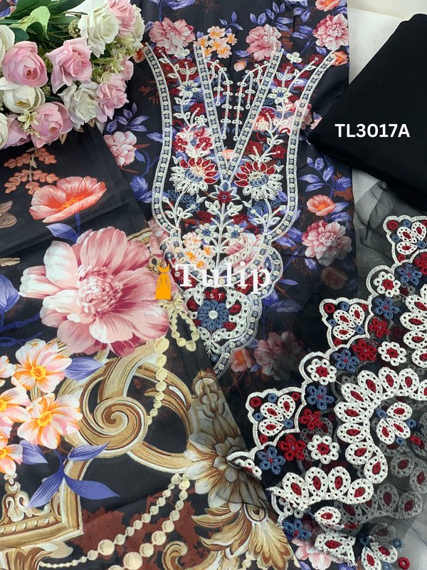 Neck Embroidered Cotton 3 Pieces - TL3017A gallery image