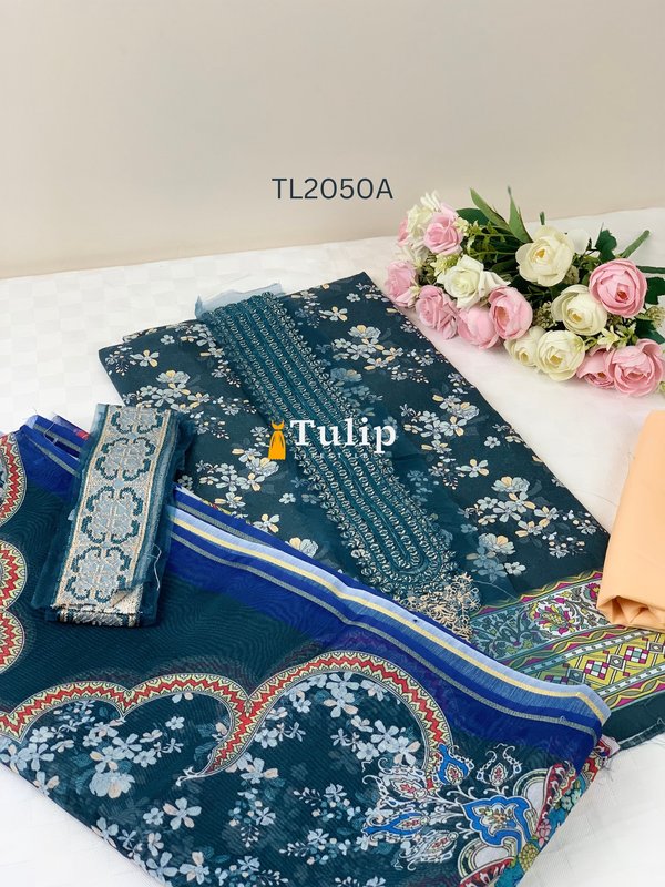 Luxury Lawn with Tossor Silk Dupatta - TL2050A gallery image