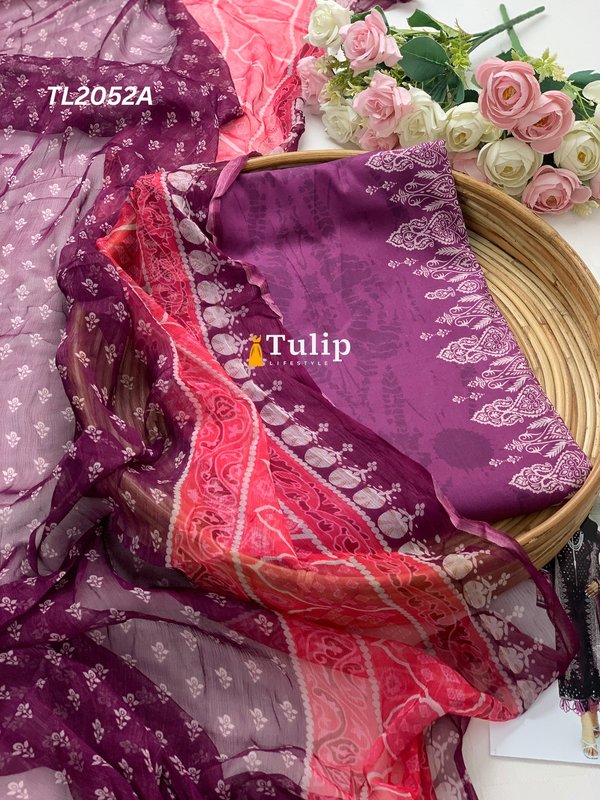 Premium Cotton Dress with Chifon Dupatta - TL2052A gallery image