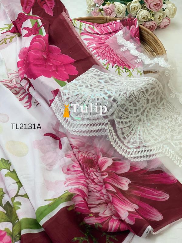Digital Printed Premium Cotton with Embroidered Lace  - TL2131A gallery image