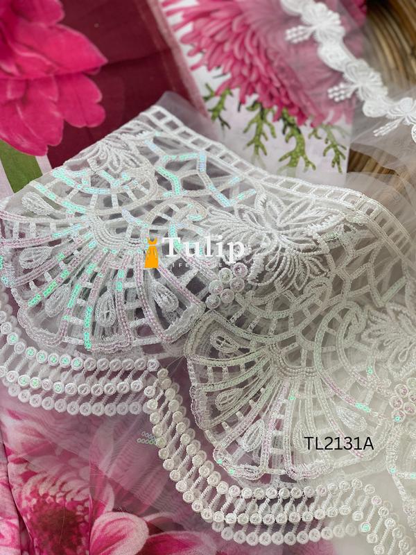 Digital Printed Premium Cotton with Embroidered Lace  - TL2131A gallery image