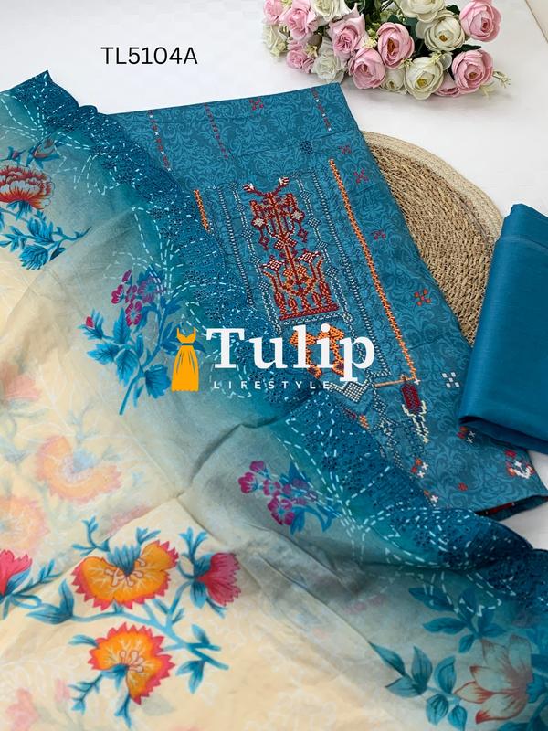 Embroidered Cotton Three Pieces - TL5104A gallery image