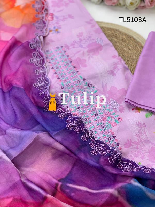Embroidered Cotton Three Pieces - TL5103A gallery image