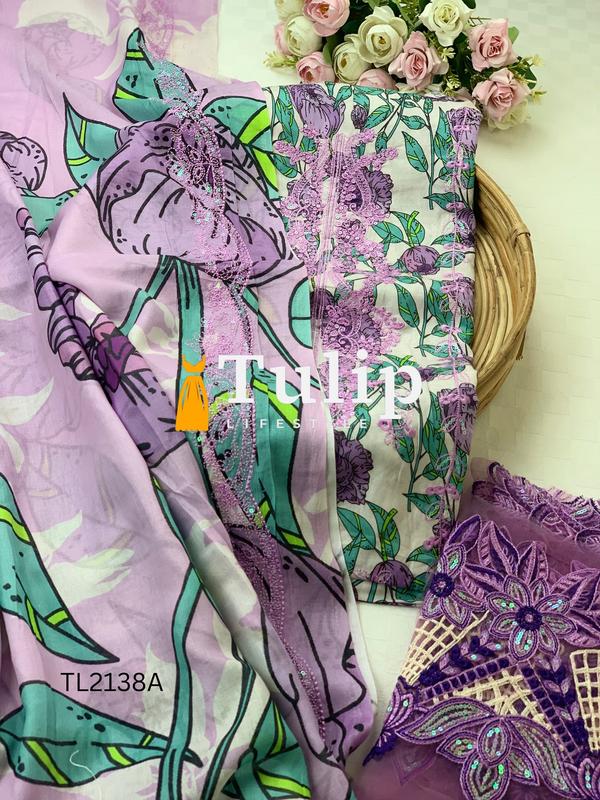 Premium Embroidered Cotton Lawn - TL2138A gallery image
