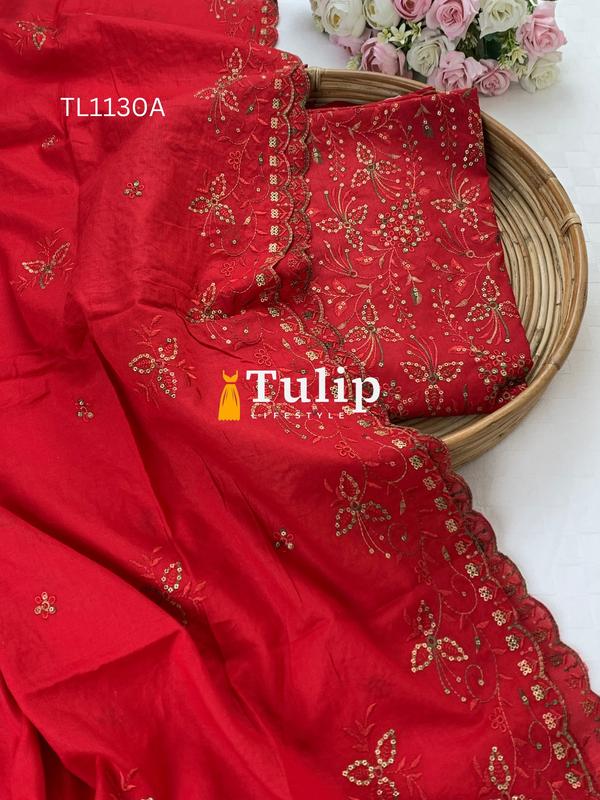 Embroidered Cotton Three Pieces - TL1130A gallery image