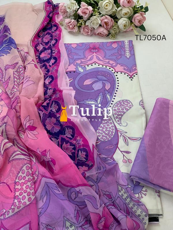 Premium Lawn with Georgette Dupatta - TL7050A gallery image