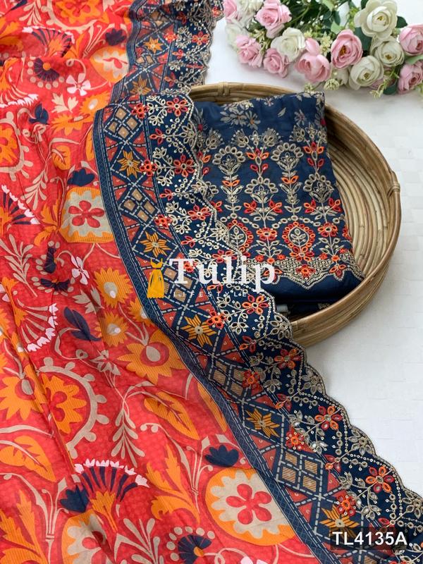 Boring Embroidered Premium Cotton Lawn - TL4135A gallery image