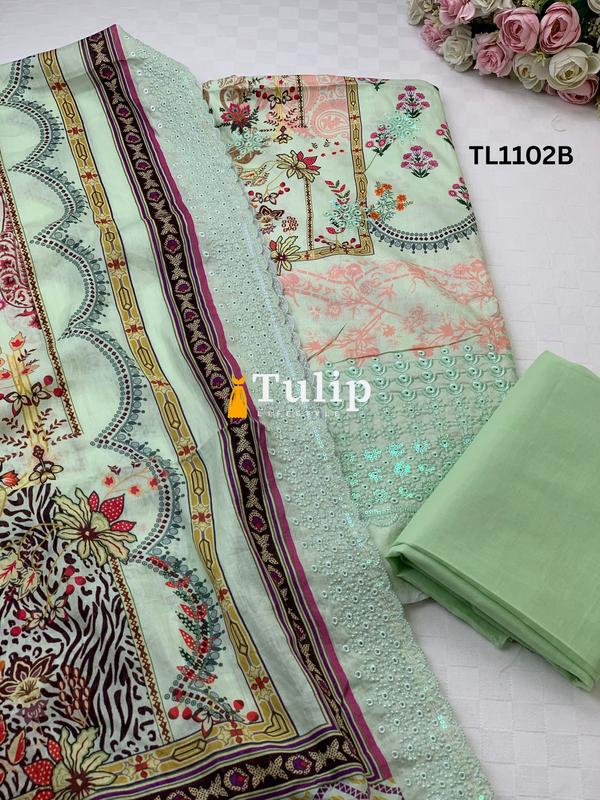 Soft  Embroidered Lawn - TL1102 color image