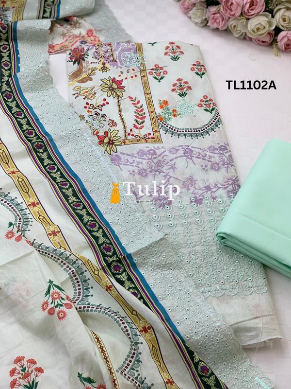 Soft  Embroidered Lawn - TL1102 color image