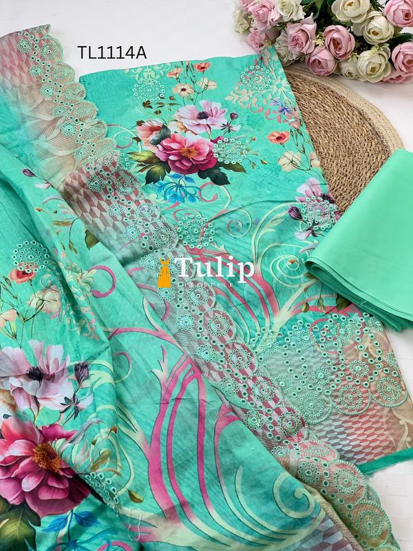 Gorgeous Embroidered Cotton Lawn - TL1114 color image