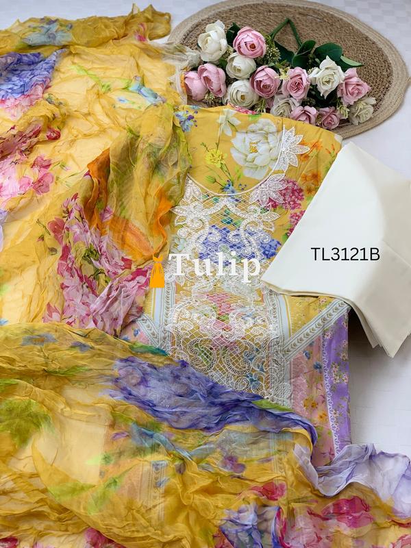 Premium Embroidered  Lawn With Chiffon Dupatta - TL3121 Color image