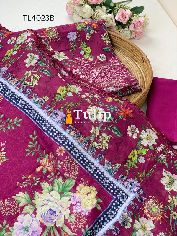 Premium Embroidered Cotton Lawn - TL4023 Color image