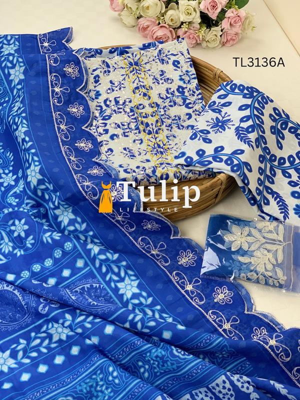 Gorgeous Embroidered Soft Lawn - TL3136 Color image