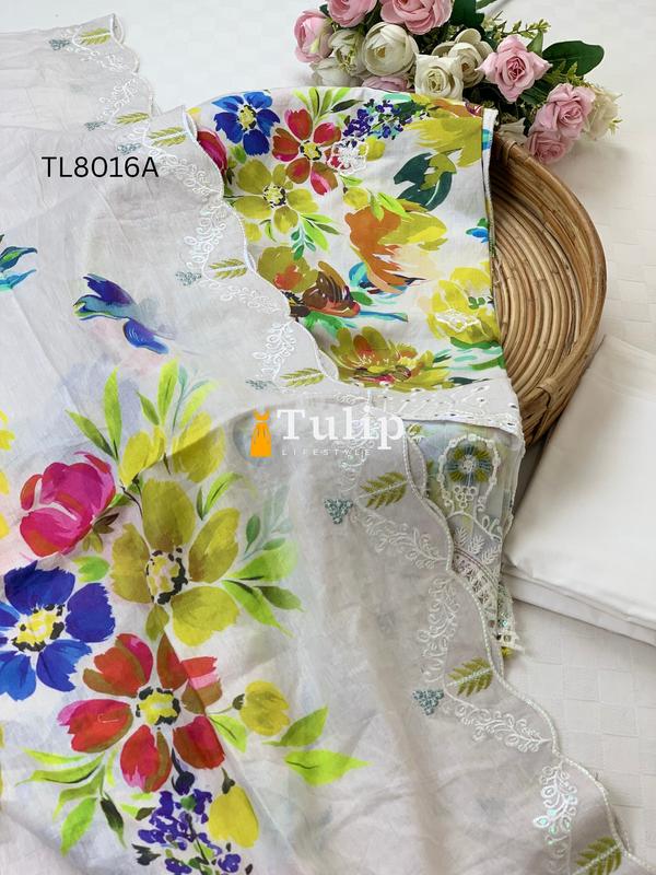 Soft  Embroidered Cotton Lawn - TL8016 Color image