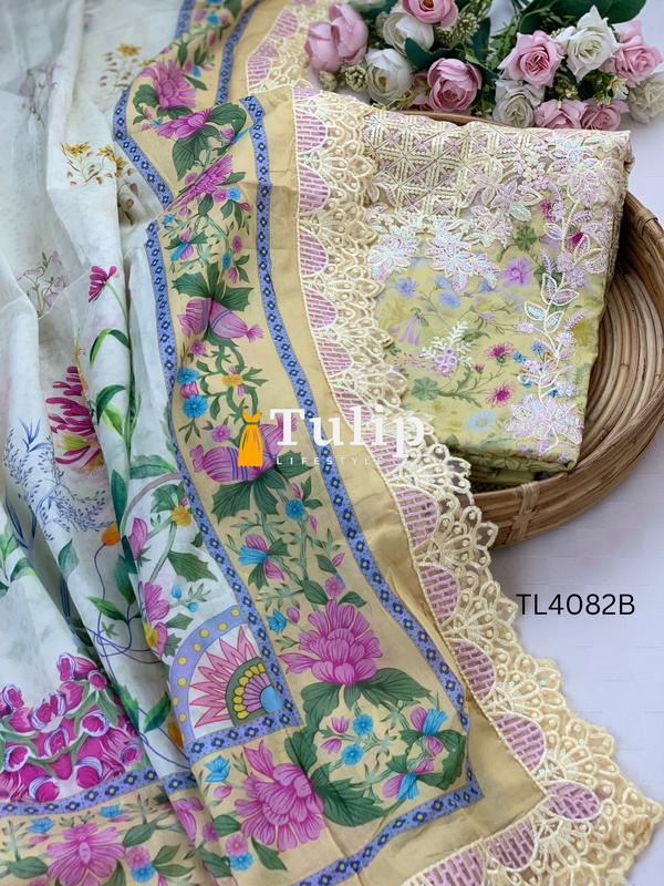 Luxury Cotton Lawn Three pieces - TL4082 Color image