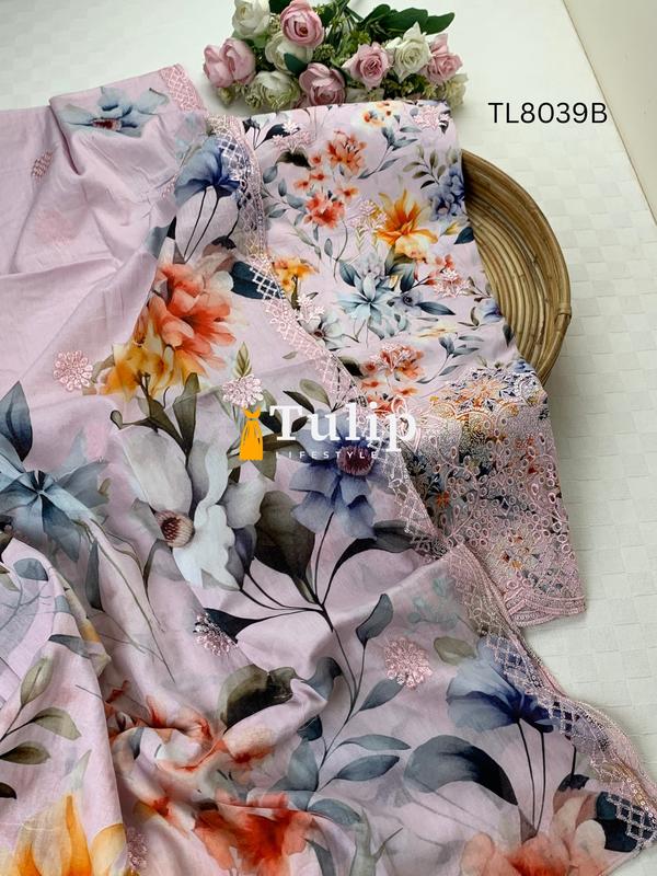 Premium Embroidered Cotton Lawn - TL8039 Color image