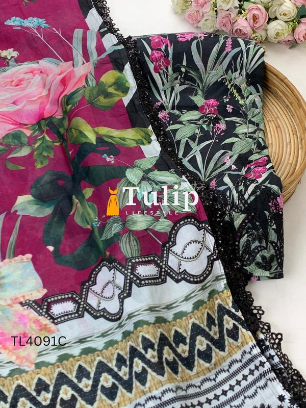 Luxury Cotton Lawn Three pieces - TL4091 Color image