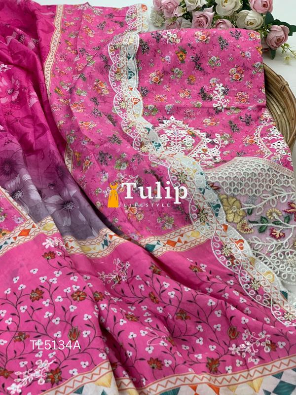 Soft Embroidered  Premium Cotton Lawn - TL5134 Color image