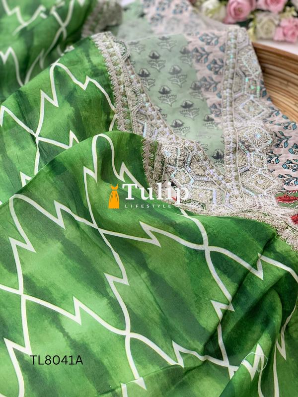 Premium Embroidered Cotton Lawn - TL8041 Color image